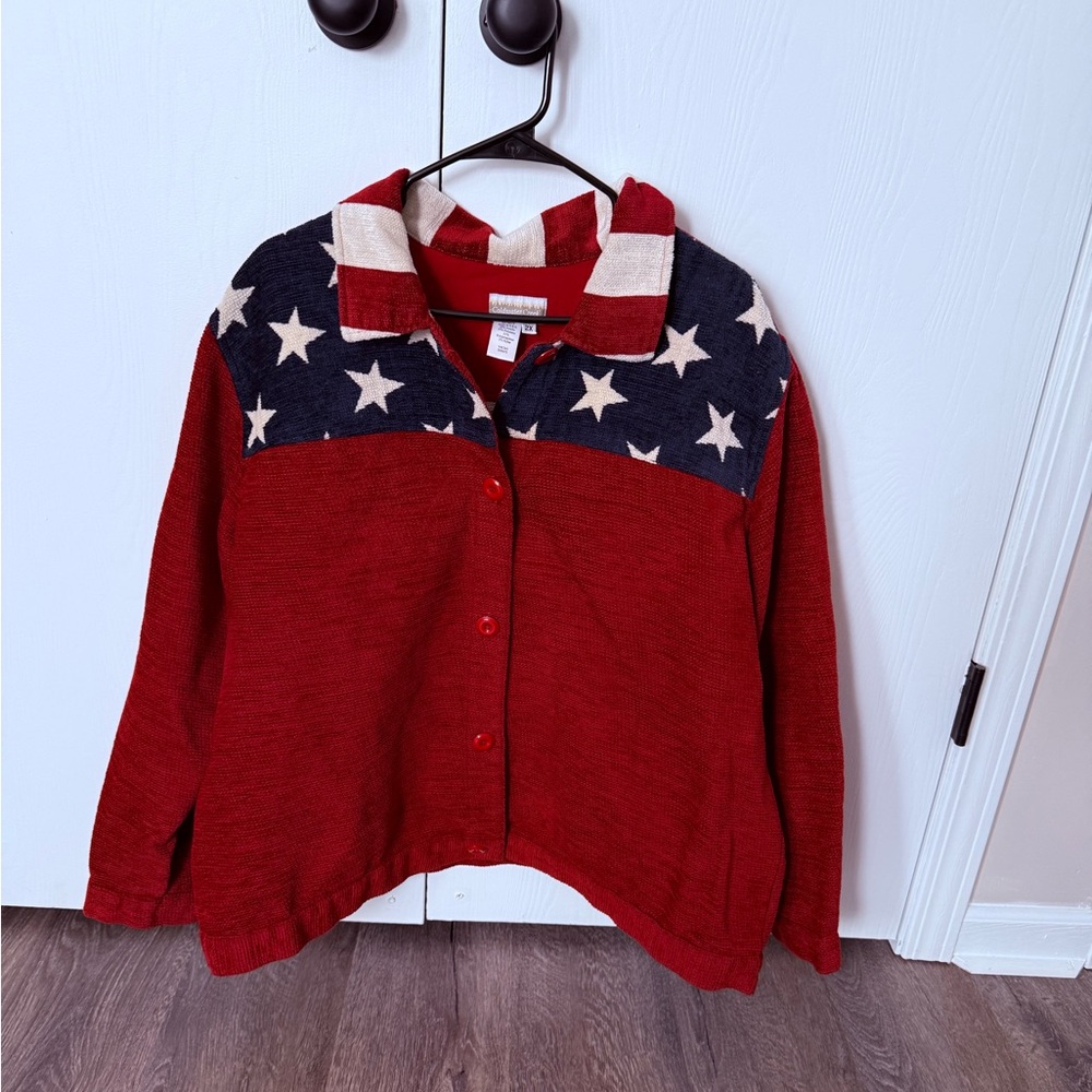 Coldwater Creek SZ 2X patriotic Patterned Button-Up Jacket. Great condition